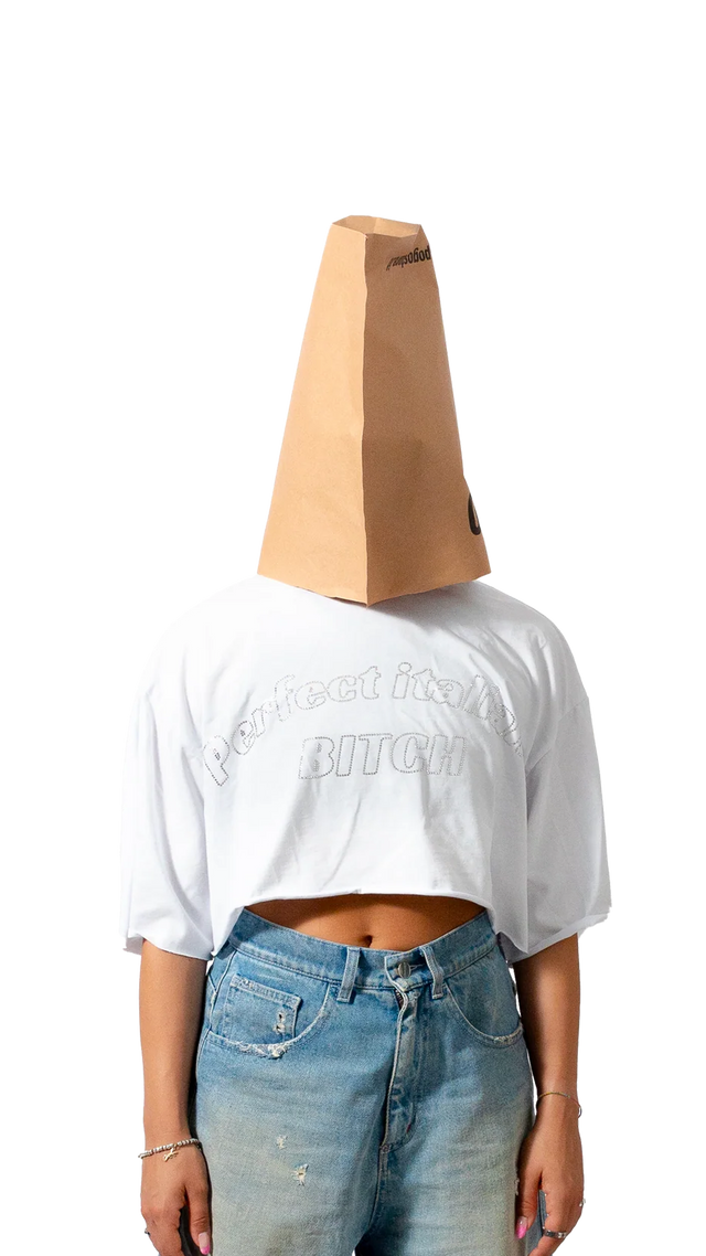 Camiseta corta italiana B*tch negra