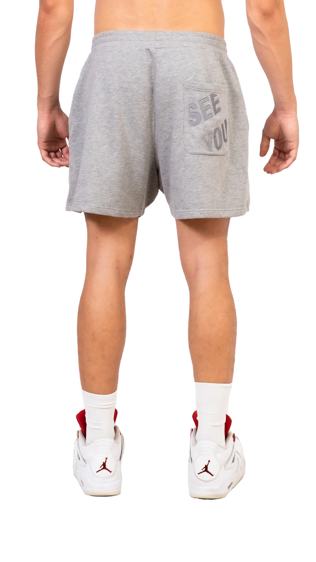 Nos vemos pantalones cortos gris jaspeado