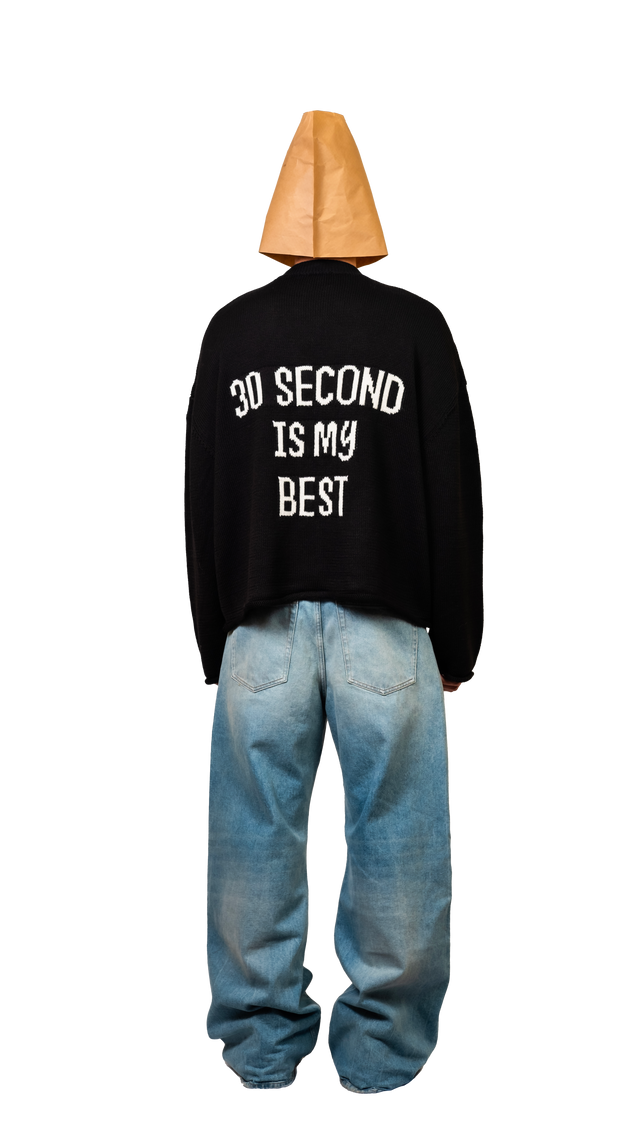 THE WRONG SWEATER  + GADGET- 30Second Black Crop Sweater