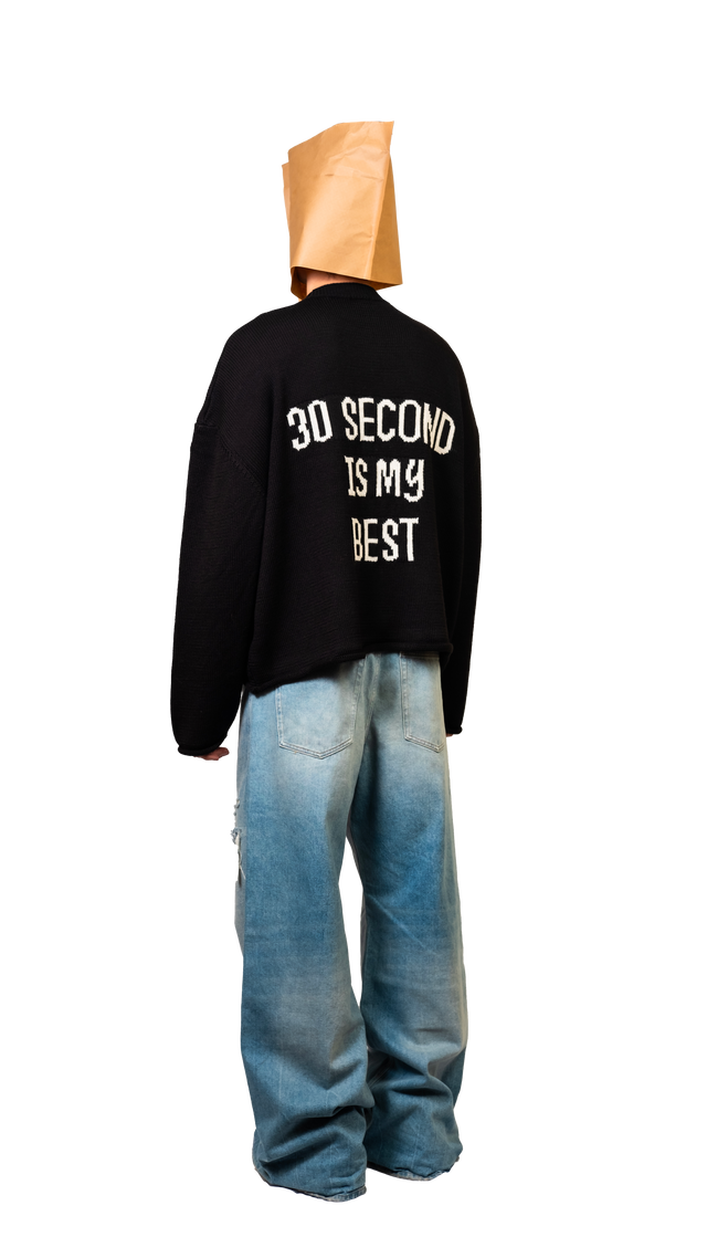 THE WRONG SWEATER  + GADGET- 30Second Black Crop Sweater