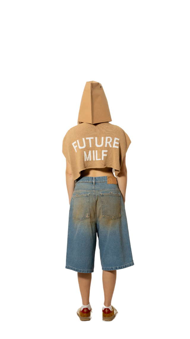 PRE ORDER - Future Milf Beige Sleeveless Crop Sweater - Pogostore.it