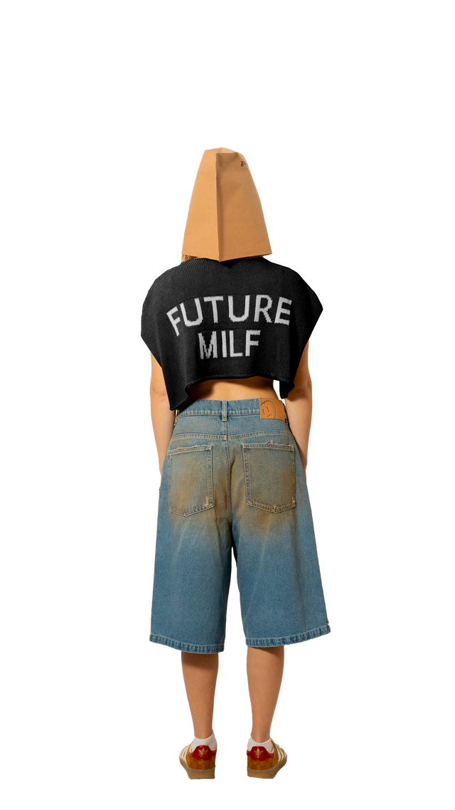 PRE ORDER - Future Milf Black Sleeveless Crop Sweater